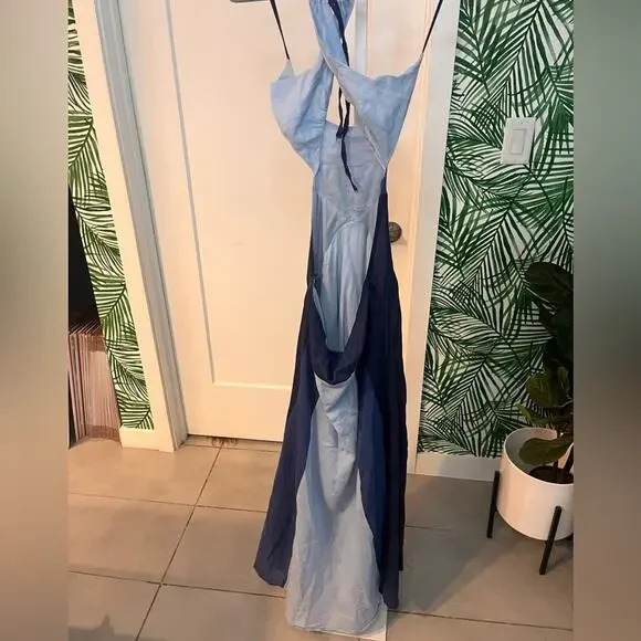 NWT Love the Label Cut Out Midi Dress in Blue Ombre Medium